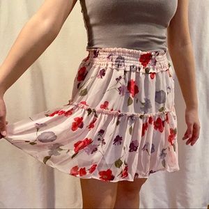 Pink Floral Flowy Skirt